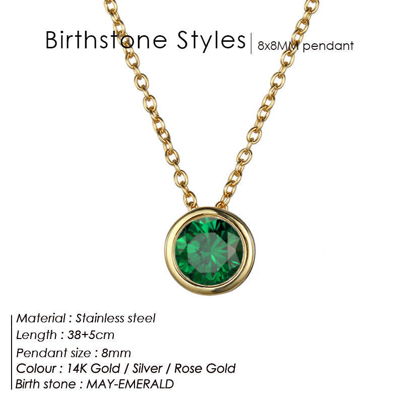 Classic Stainless Steel Birthstone Necklace Choker Women Jewelry