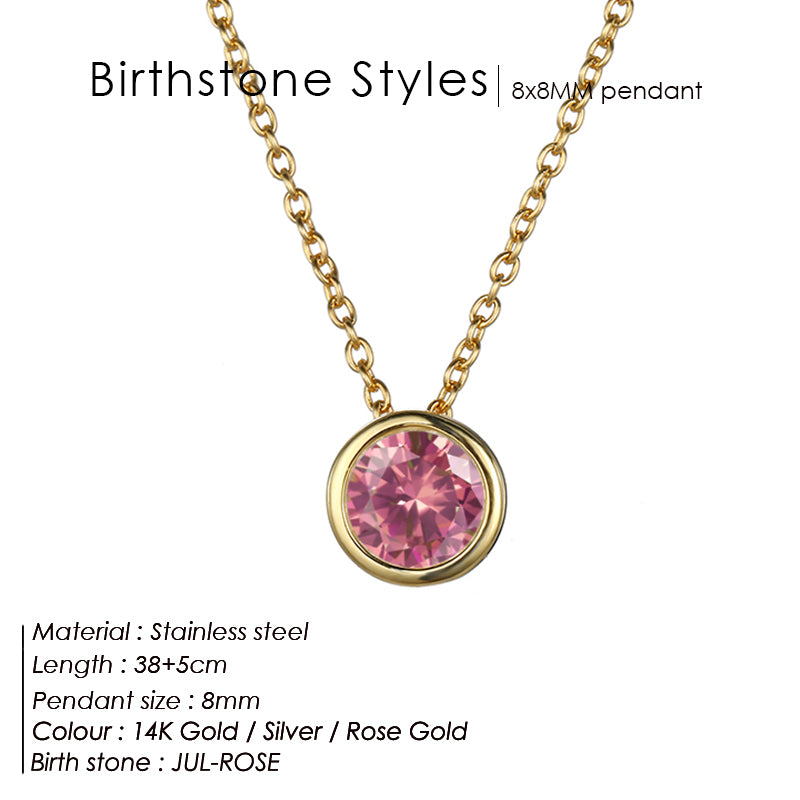 Classic Stainless Steel Birthstone Necklace Choker Women Jewelry