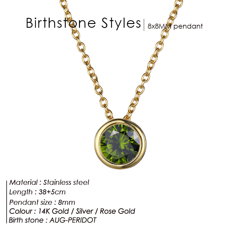 Classic Stainless Steel Birthstone Necklace Choker Women Jewelry