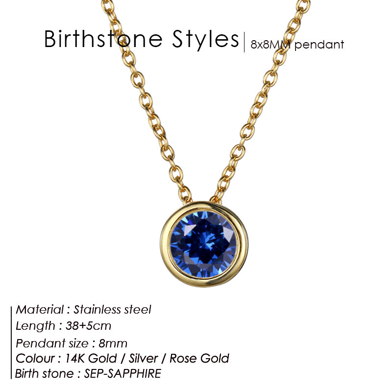 Classic Stainless Steel Birthstone Necklace Choker Women Jewelry