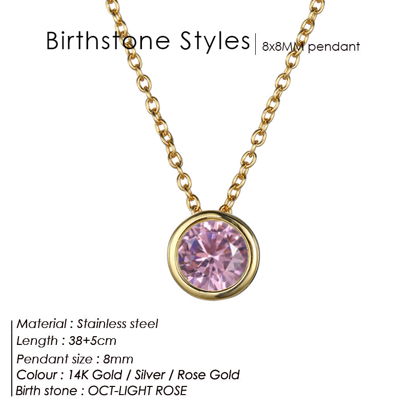 Classic Stainless Steel Birthstone Necklace Choker Women Jewelry