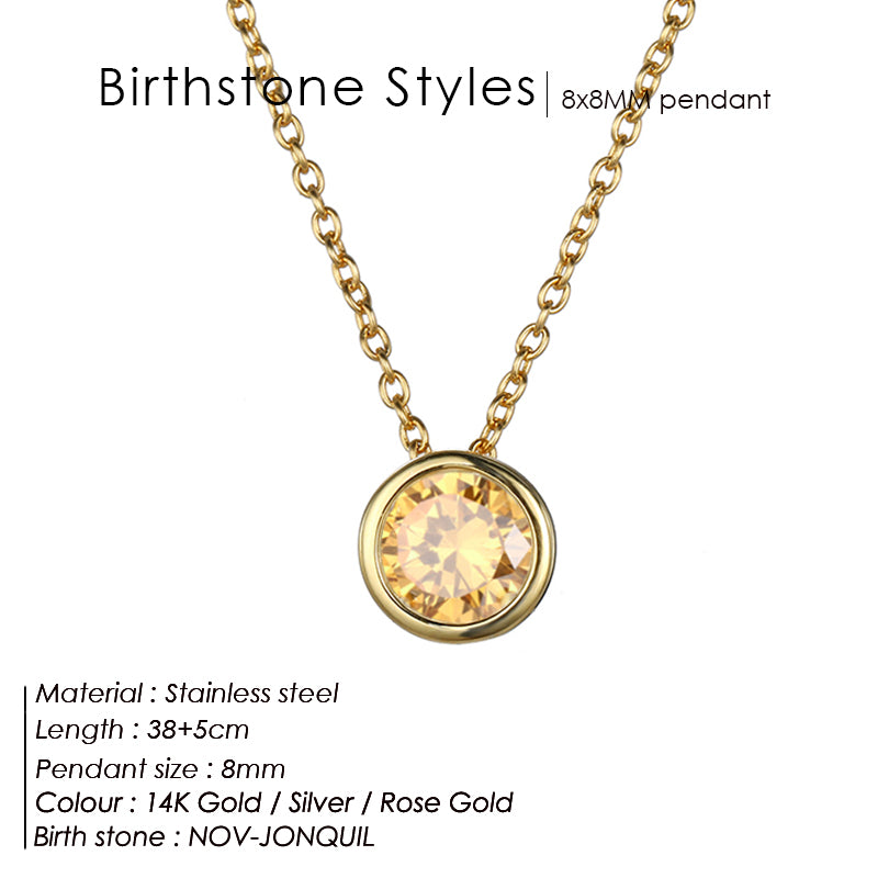 Classic Stainless Steel Birthstone Necklace Choker Women Jewelry