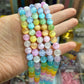 Natural Stone Round Loose Beads colorful selenite Stone